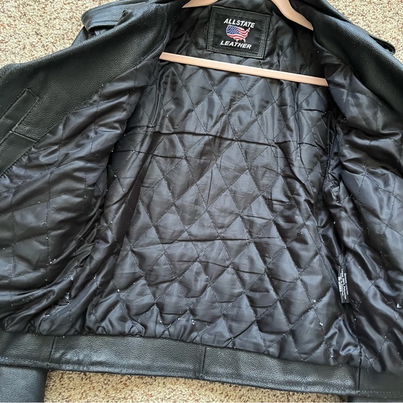 Allstate Black Leather Motorcycle Jacket - Picture 6 of 11